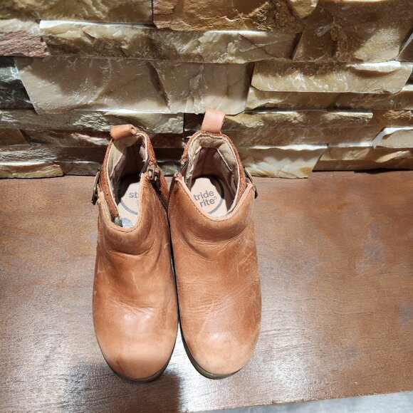 Stride Rite Ivy Tan Genuine Leather Platinum Boots - Picture 7 of 9